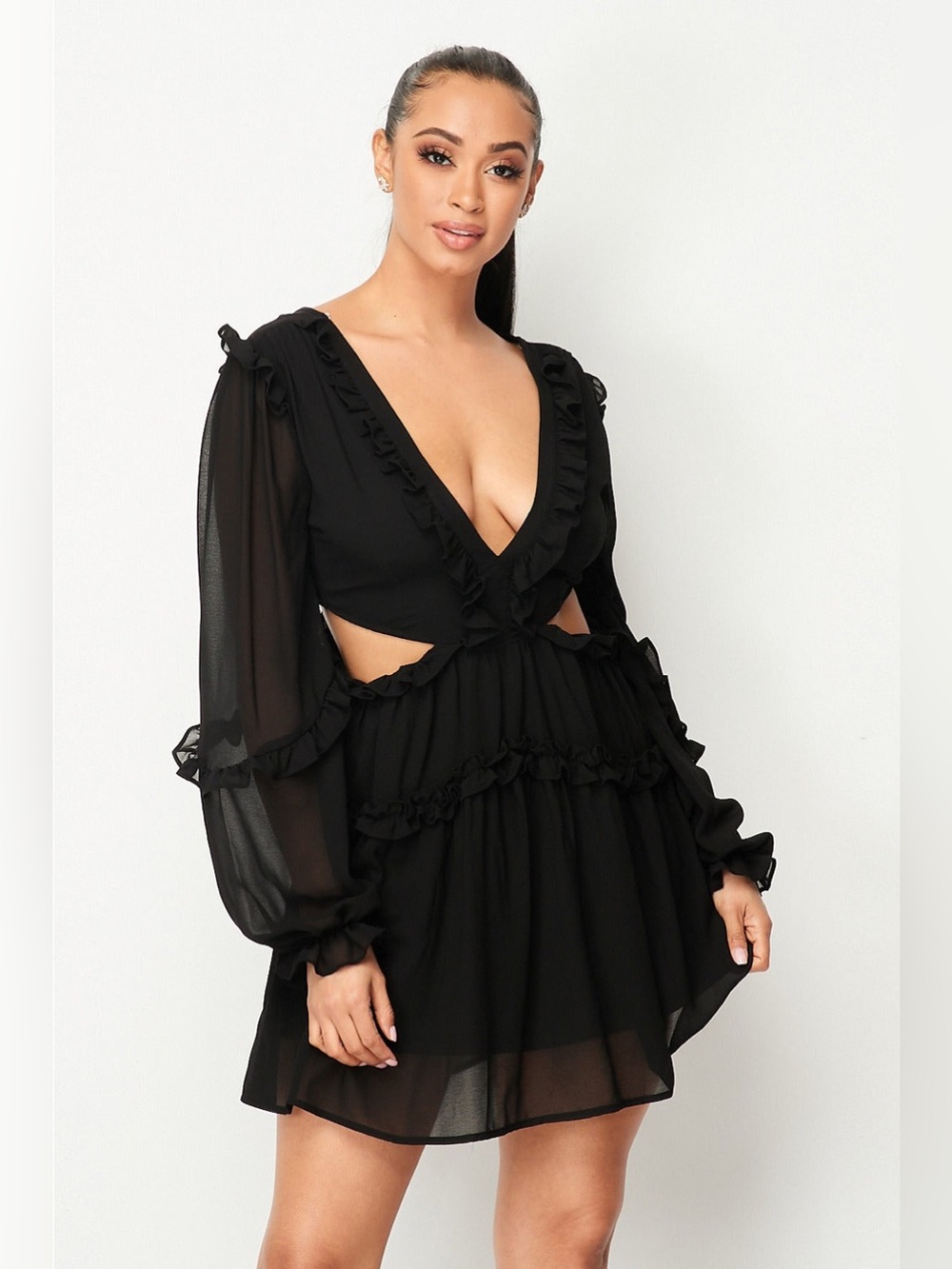 privy Cream Ruffle Mini Dress - Picture 5 of 11